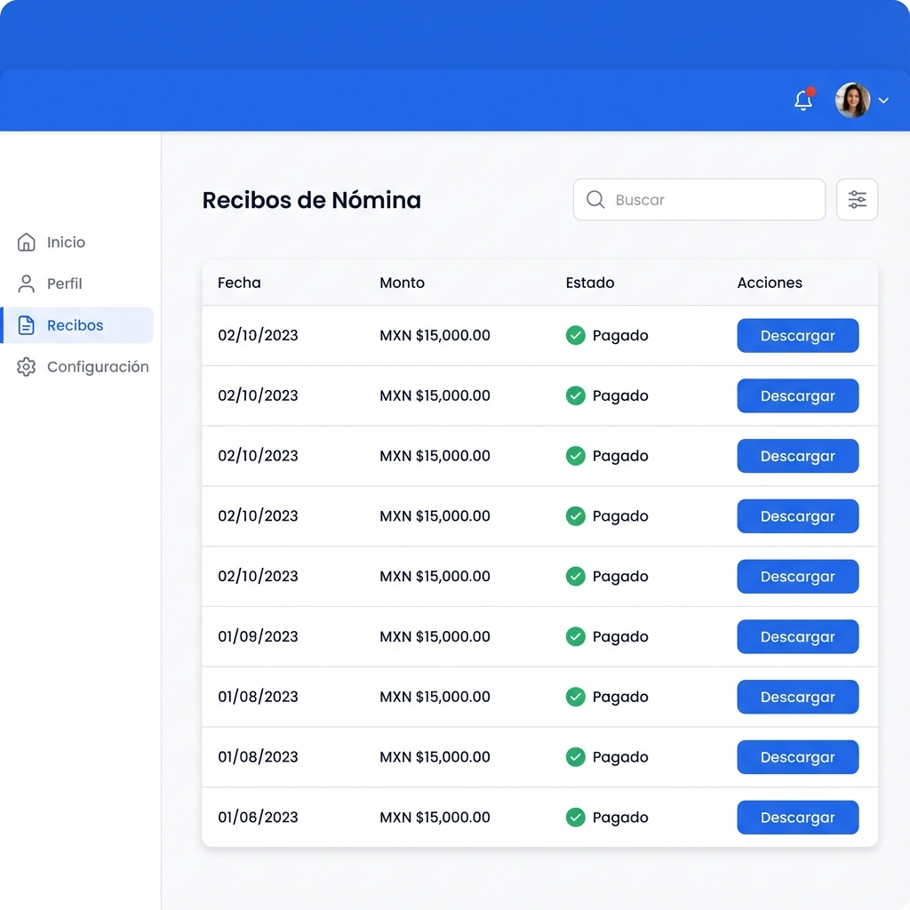 Lista de CFDIs de nómina descargados automáticamente